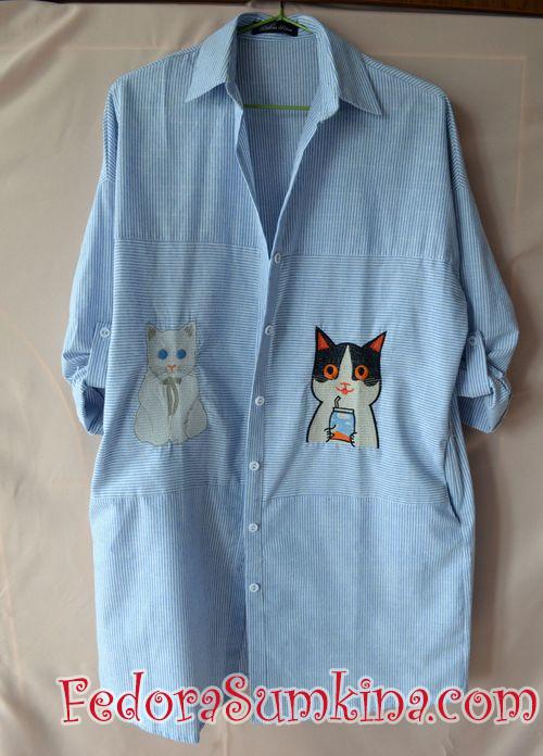 Платье-рубашка с котами