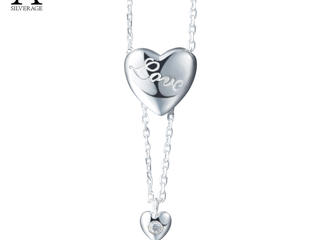 Подарок ко дню всех влюбленных - кулон двойное сердце из серебра